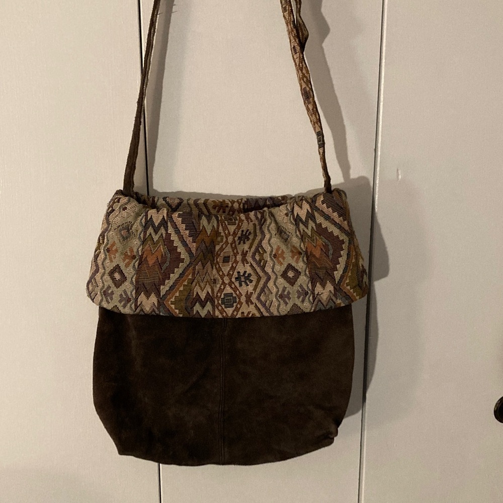 Brown suede and Patterned Women's IMAX Shoulder Bag